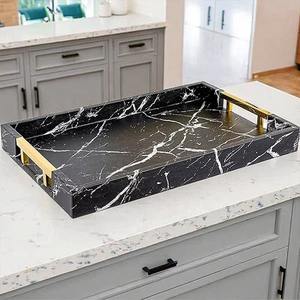 Plateau de service en marbre de luxe, élégant, fait à la main, écologique, pour la décoration de table à café ou le petit-déjeuner. - Product Image 5