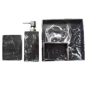 Juego de baño de resina de lujo moderno, accesorios de tocador Premium, jabonera, soporte para cepillo de dientes, vaso, bandeja, decoración elegante hecha a mano - Product Image 1
