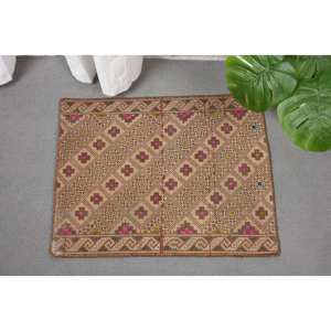 พรมขนสัตว์ตุรกีสีเบจ1.8 x 2.3ft คลาสสิกดีไซน์แบบเย็บปะติดปะต่อกันสำหรับเข้าห้องนั่งเล่นห้องนอนห้องโถงรูปสี่เหลี่ยมผืนผ้าทำจากน้ำยาง - Product Image 2