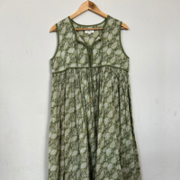 2024 été à la mode imprimé fleuri robe ample pour les femmes à la main 100% coton nouvel Article avec taille naturelle bouton décoration