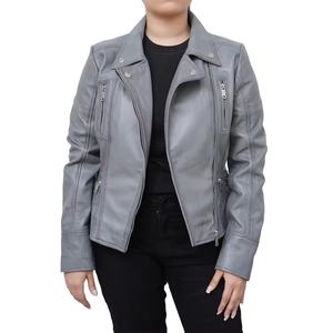 Veste en cuir véritable tendance vintage pour femmes avec doublure en coton, écologique et respirante, vestes pour femmes - Product Image 3