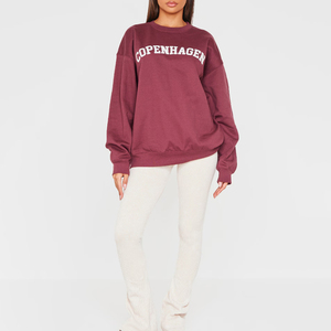 Women's Oversized Crew Neck Sweatshirts Loose Drop Shoulder Long <b>Sleeve</b> Pullovers Streetwear Printed Dressy Casual Tops Front - Product Image 4