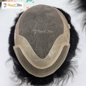 Nuevo Premium REGENT Indian Remy Hair Mono FL Man's Toupee 100% Trama atada a mano Cabello humano Onda natural Recto Venta al por mayor Stock - Product Image 6