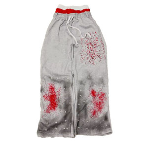 Fabricant de pantalons baggy, peinture personnalisée, effet délavé, pantalon de survêtement délavé à l'acide, pantalon baggy à double taille pour hommes - Product Image 6