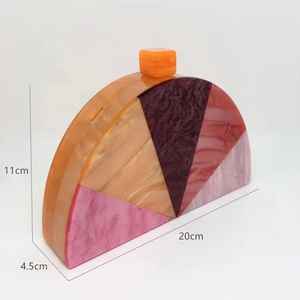 Pochette en résine multicolore à blocs de couleur, imitation perle, luxe, papillon, charme solide, pochette complète, design créatif pour femmes, mariage - Product Image 1