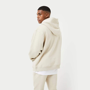 Sudadera con Capucha Extra Grande para Hombre, Color Avena, 100% Algodón, Estampado Personalizado, Talla Grande, Transpirable, Cuello Cruzado, Dobladillo y Puños Acanalados - Product Image 6