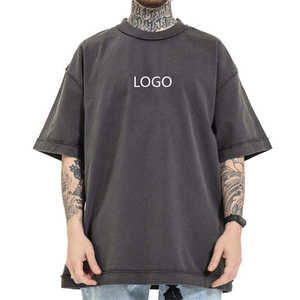 Logo personnalisé lourd en gros T-shirt pour hommes délavé vintage 100% coton T-shirt surdimensionné délavé à l'acide pour la conception de logo OEM pour hommes - Product Image 1
