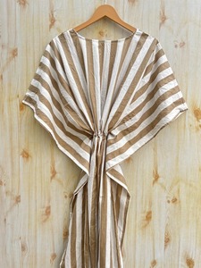 Caftan en coton imprimé rayé costume de nuit pour femme robe Maxi décontractée taille naturelle couverture de plage parfaite couverture de Bikini cadeau de maman - Product Image 6