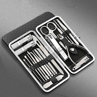 Kit de manucure et pédicure professionnel 20-en-1 en acier inoxydable, comprenant un ensemble de coupe-ongles pour hommes et femmes, étui de voyage, couleur personnalisée