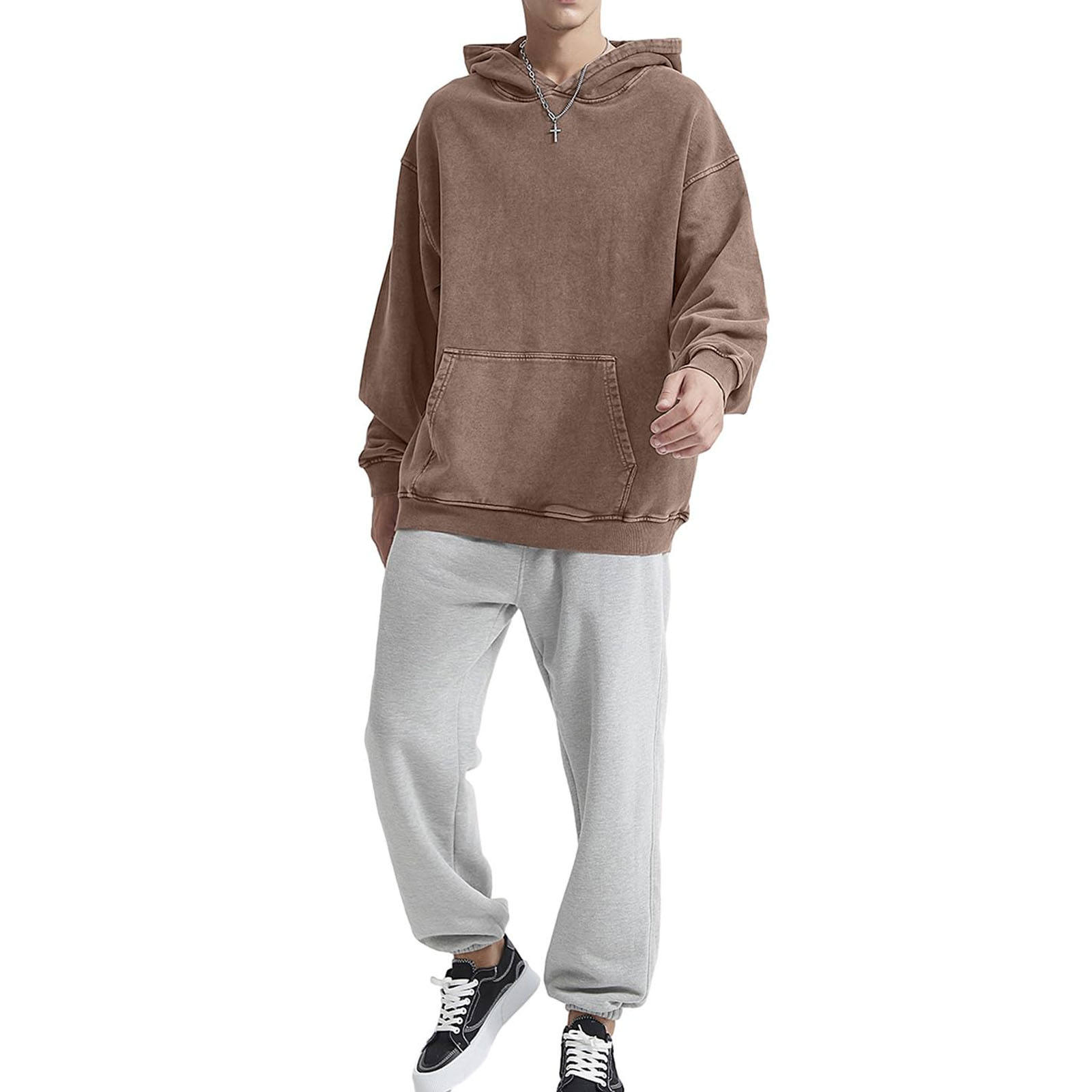 Custom Oversize 550GSM Men's Hoodie Heavyweight Vintage Washed 100