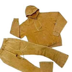 Conjunto Deportivo de Sudadera con Capucha y Pantalones Jogger para Hombre, Estilo Vintage, Lavado Ácido, Felpa, Ropa Casual de Calle para Invierno - Product Image 6