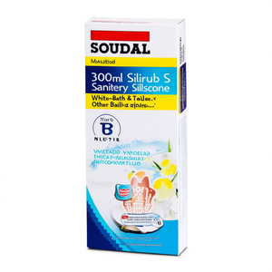 Soudal 300ml Silirub S Cartouche de silicone sanitaire blanche - Fournitures pour salle de bain et toilettes - Product Image 3