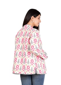 Chaqueta Acolchada con Estampado Bohemio Indio de Otoño/Invierno, Abrigos de Algodón Hechos a Mano para Mujer, Reversibles, Tejidos Florales - Product Image 4