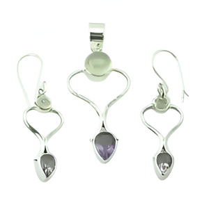 Amatista, piedra lunar piedra preciosa 925 plata esterlina clásico pendiente de moda, colgante para boda, aniversario y compromiso - Product Image 1