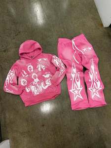 Ropa de calle Jogging sudaderas con capucha personalizar impresión gráfica Logo Fitness deportes y pantalones de chándal hombres cordón chándal conjunto hombres - Product Image 6