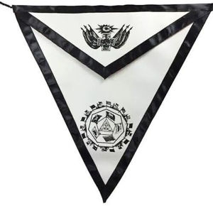 Regalia maçonnique Rite écossais 32e degré Tablier de luxe brodé avec aimant en peau d'agneau noir et blanc Maître maçon franc-maçon Drapeau - Product Image 2