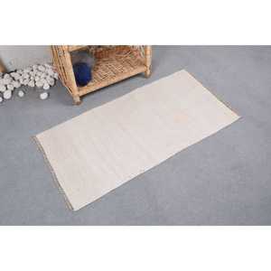 Turkish Rug, Small 1.7x3.3 ft Vintage Rug, Beige <b>Brown</b> Moroccan <b>Wool</b> Rug - Product Image 1