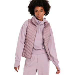Chaleco acolchado de nailon relleno de algodón con cierre de cremallera cálido de Invierno para mujer sin mangas de talla grande ajuste personalizado OEM - Product Image 1