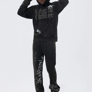 Vente en gros de sweat à capuche surdimensionné avec strass pour hommes, vêtements d'automne et d'hiver, sweats à capuche thermiques avec logo brillant rinestoned - Product Image 6
