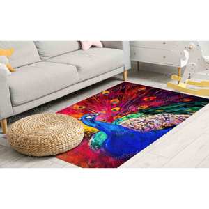 Alfombra de Lana con Diseño de Patchwork Colorido - Alfombra de Entrada Tradicional de Lujo, Ecológica, con Respaldo de Látex, Alfombra Suave - Product Image 3