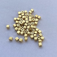 Perles en or massif 14k 18k lisses en forme de cube, 3mm 4mm, pour la création de bijoux faits main, entretoises, modèle SG18-03-17