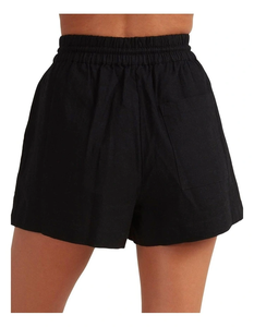 Women's Casual Solid Color Discharge Printed Drawstring Shorts <b>Elastic</b> Waist Pockets Black Loose Fit Mid Waist Knitted Fabric - Product Image 4
