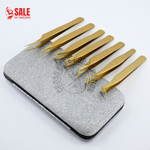 Stainless Steel Fiber Tip Eyelash Extension Tweezer Moon Curved Classic Boot Volume Professional Lash <b>Tool</b> - Product Image 1