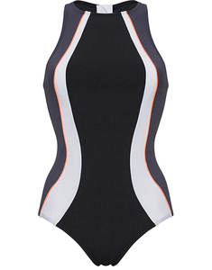 Maillot de bain fille à dos bas avec fermeture éclair arrière et tirette, motif coupe jambe, en tissu côtelé imprimé, idéal pour la plongée avec tuba - Product Image 2