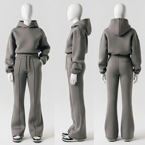 Ensemble de survêtement de qualité supérieure pour l'hiver, 2 pièces, coupe ajustée, sweat-shirt à manches longues, pantalon de jogging à jambes larges pour femmes - Product Image 1