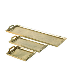 Ensemble de deux plateaux de service de qualité à l'exportation, ustensiles de cuisine, plateau à café, couleur or, design classique, fait main, pour les festivals et les fêtes - Product Image 4