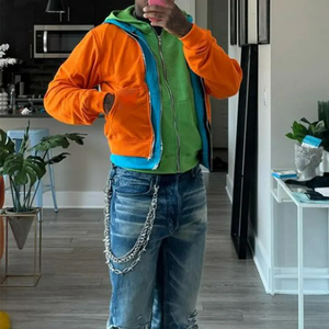 Sweat à capuche à fermeture éclair à trois couches pour hommes des fabricants de vêtements 500 GSM sweats à capuche vierges surdimensionnés en molleton de coton lourd printemps - Product Image 5