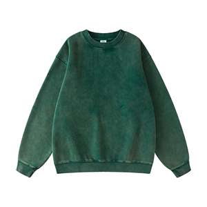 Sudadera de lana de cuello redondo de lujo para hombre, sudaderas con capucha gruesas de algodón Vintage con lavado ácido personalizado - Product Image 1