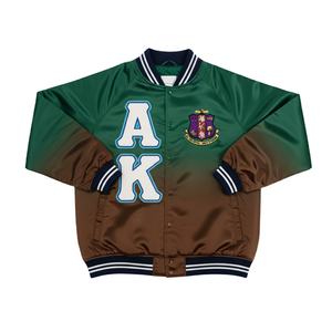 Chaqueta Universitaria Satinada AKA 1908, Chaqueta Bomber de Hermandad Griega, Chaqueta Universitaria Bordada Personalizada para Hombre, Fabricante de Chaquetas Griegas - Product Image 1