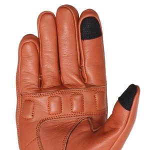 Gants de moto en cuir à manchette courte, durables et protecteurs, marron, avec fonction tactile - Product Image 5
