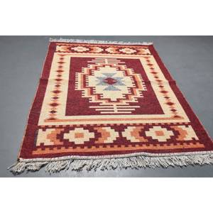 พรมวินเทจขนาด 2.9x3.9 ฟุต พรมตุรกีขนาดเล็ก พรมลายอิคัตสีแดง - Product Image 2