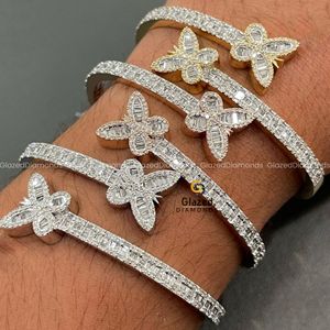Exclusive 925 Sterling Silver <b>Butterfly</b> Style <b>Bracelet</b> Fully Iced Out With Round and Baguette Cut Moissanite Diamonds for Unisex - Product Image 2