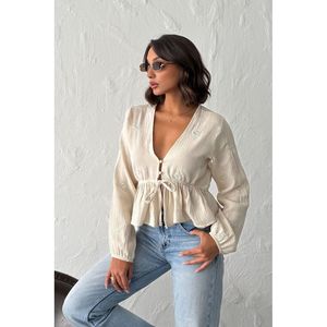 Chemise et blouse brodées à nouer pour femmes - Product Image 6