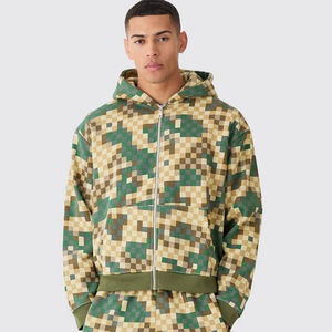 Survêtements évasés personnalisés avec fermeture éclair 500 GSM combinaison de jogging à jambe droite survêtement en détresse ensembles de sweats à capuche et de pantalons de survêtement pour hommes - Product Image 6