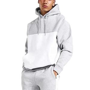 100% Cotton Solid Print Breathable Fleece Heavyweight Men's Two-Piece Winter Tracksuit <b>Hooded</b> Drawstring Closure Side Pockets - Product Image 3