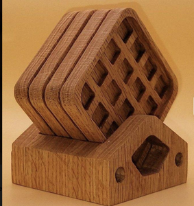 Sous-verre de tasse à thé en bois irrégulier personnalisé Hexagone vierge Sous-verres en bois de hêtre/noyer pour boisson - Product Image 3