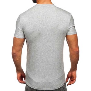 Precio al por mayor algodón 180G peso pesado Color sólido transpirable Casual camiseta Regular Fit hombres manga corta verano desgaste cuello redondo - Product Image 2