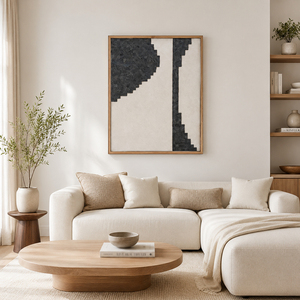 <b>Black</b> & White Flow <b>Framed</b> 3D Wall Art Modern Handmade Decoration Living Room Bedroom <b>Large</b> Soft Neutral Design Canvas Wall Art - Product Image 1