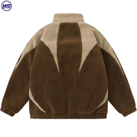 Chaqueta de Invierno Sherpa de Manga Larga Delgada con Cremallera de Color Sólido Personalizada al por Mayor, Chaqueta Polar de Moda Urbana para Hombre