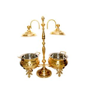 Top Quality Luxury Party Unique Design Rounded Bottom <b>Buffet</b> Brass Metal <b>Food</b> <b>Warmer</b> <b>Buffet</b> <b>Food</b> Display Chafing Dish - Product Image 1