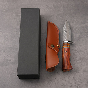 Venta al por mayor pedidos a granel personalizados OEM ODM servicio Damasco acero mango de madera al aire libre Camping autodefensa cuchillo de caza de hoja fija - Product Image 5