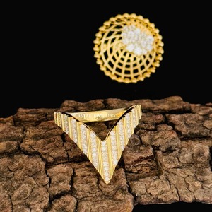 14K แหวนเพชรธรรมชาติสีทองเข้ากันเป็นวง V - Product Image 4