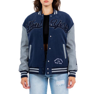 Nueva llegada chaqueta universitaria de manga de cuero nueva marca de alta calidad por encargo 2024 chaqueta de béisbol informal chaqueta de bombardero de retazos - Product Image 6