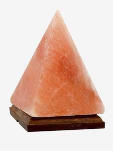 Belle lampe à sel naturelle en forme de cœur Base en bois à glissière lisse Décoration de la maison Triangle Pyramide Forme Sac de traitement raffiné - Product Image 6