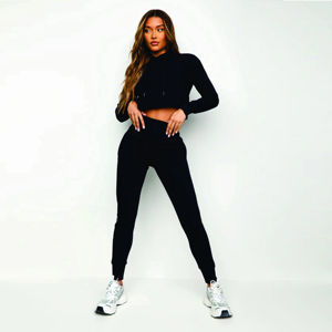 Ensemble de survêtement unisexe anti-boulochage pour femme, grandes tailles, respirant, 100 % coton, avec sweat à capuche et col roulé zippé - Product Image 4