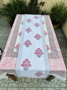 Luxurious Hand Block Woven Cotton Table <b>Runner</b> Beautiful Indian Design Floral Pattern for Outdoor Parties Weddings Home Decor - Product Image 5